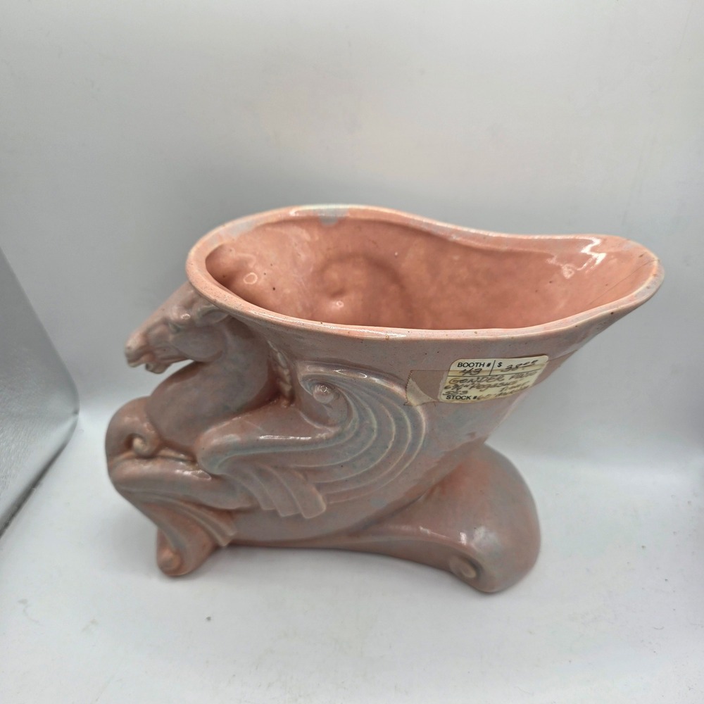 Vintage Gonder USA #553 Pink Pegasus Horse Vase Planter Art Pottery Zanesville